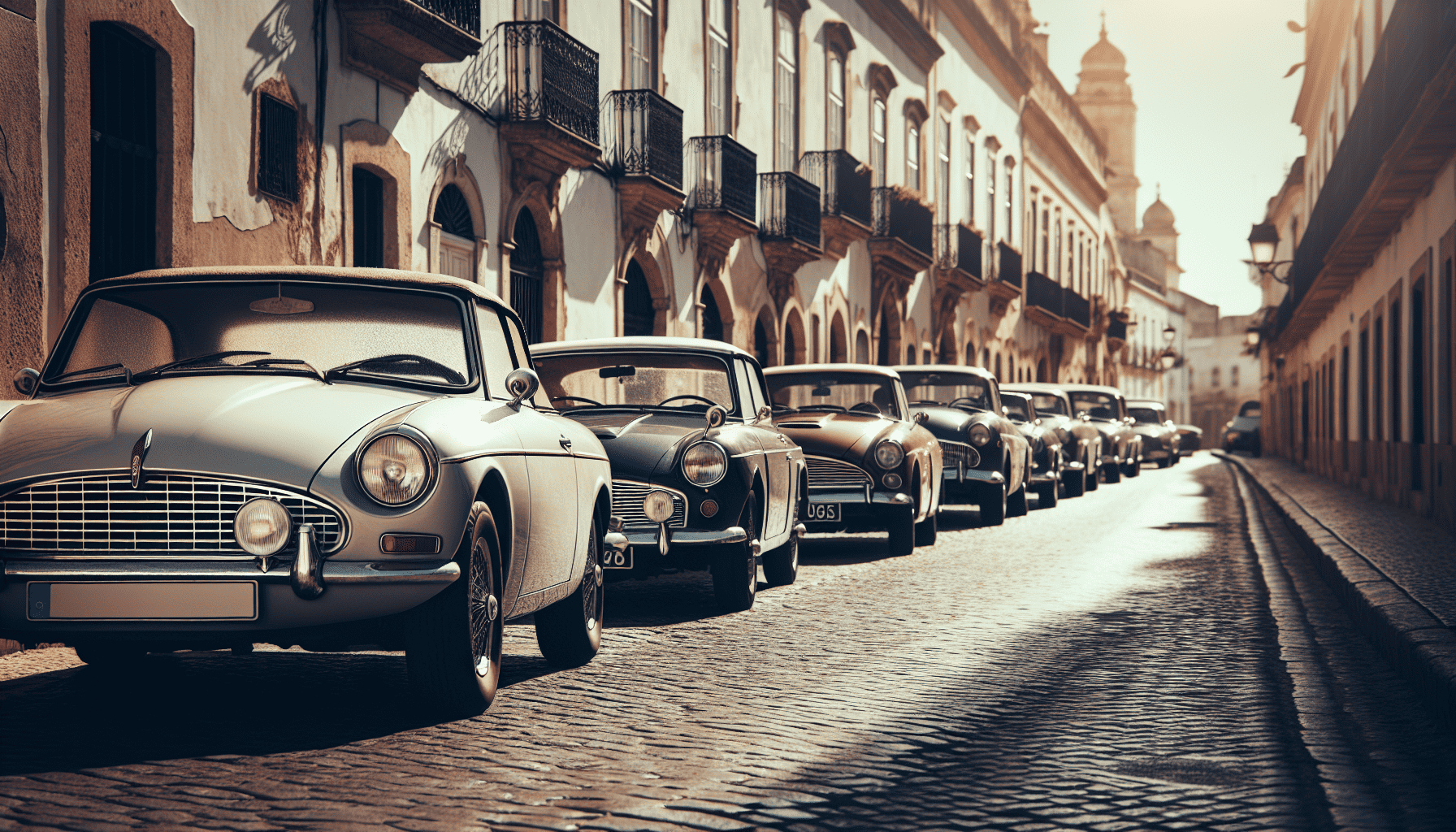 klassieke auto's in oude straat